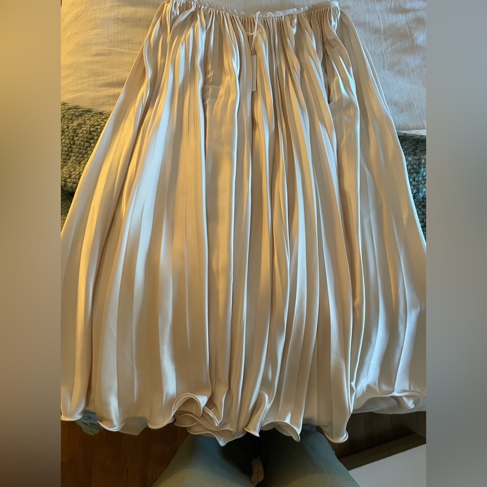 Reformation Ivory Satin Skirt